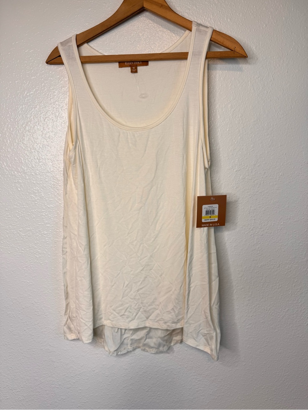 Ellen Tracy White Rayon Flowy Tank Top NWT M